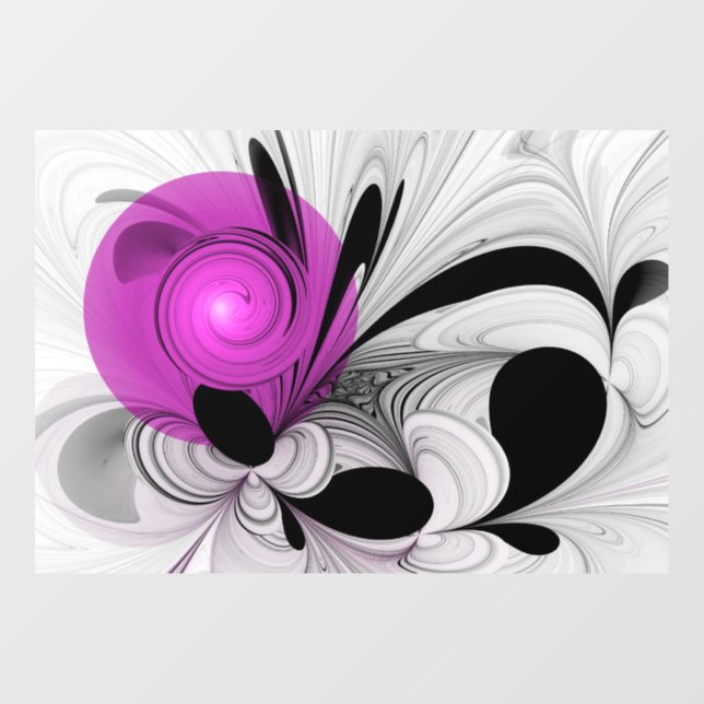 Abstract Black Gray With Magenta Fractal Art Window Cling (Sheet)