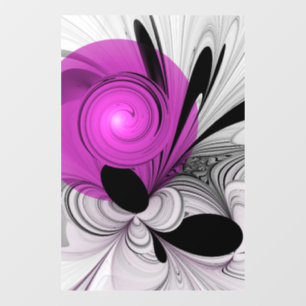 Abstract Black Gray With Magenta Fractal Art Window Cling