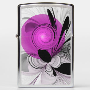 Abstract Black Gray With Magenta Fractal Art Zippo Lighter