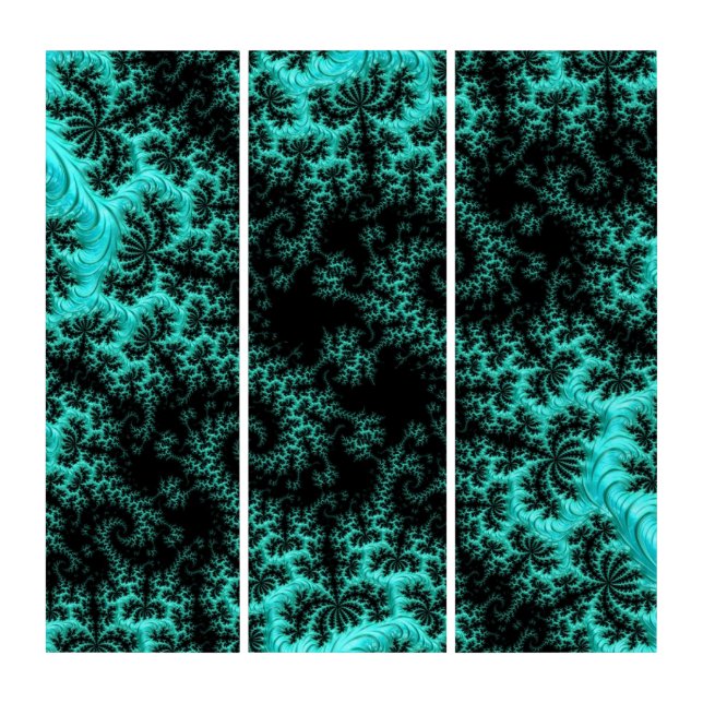 Abstract Black Green Fractal Art Triptych (Front)