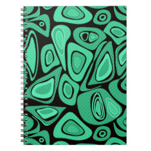 Abstract, black, green, retro notebook