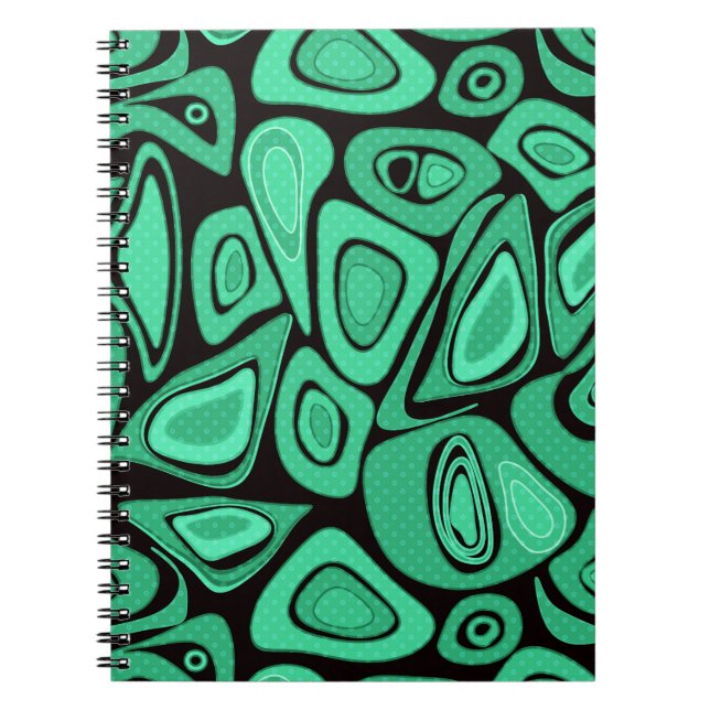 Abstract, black, green, retro notebook (Front)
