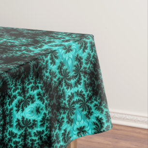 Abstract Black Green symmetrical Fractal Tablecloth