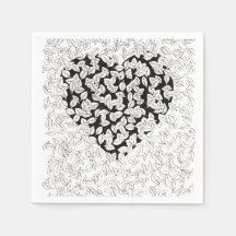 Abstract Black Heart Leaves Doodle Pattern Paper N