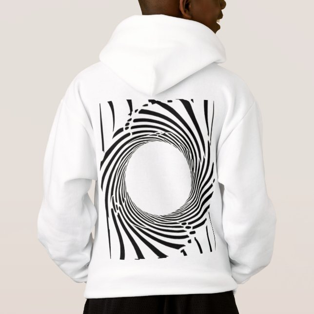 Abstract Black Hole Spiral Line Art  Hoodie (Back)
