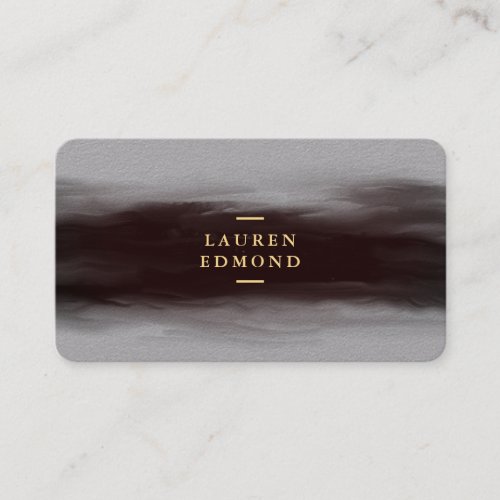 Abstract Black Ink Brushstroke Premium Gray Business Card