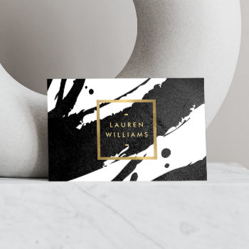 Abstract Black Ink Brushstrokes Business Card by 1201am at Zazzle
