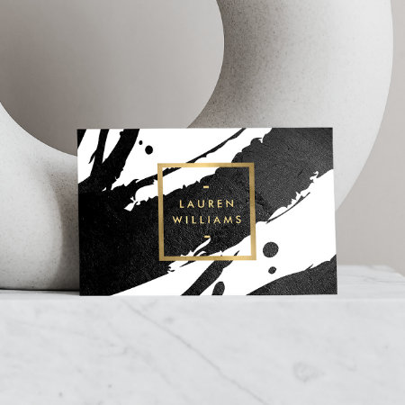 Abstract Black Ink Brushstrokes Business Card