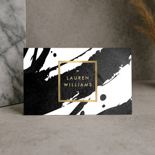 Abstract Black Ink Brushstrokes Business Card