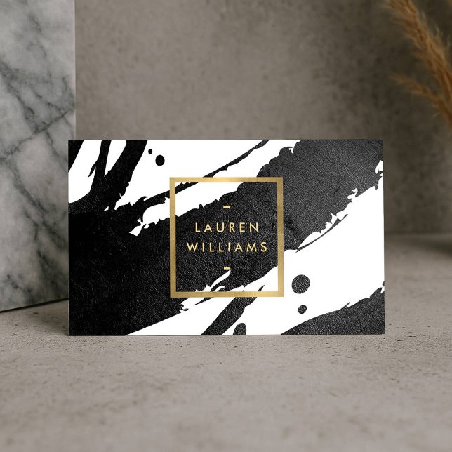 Abstract Black Ink Brushstrokes Business Card (Creator Uploaded)