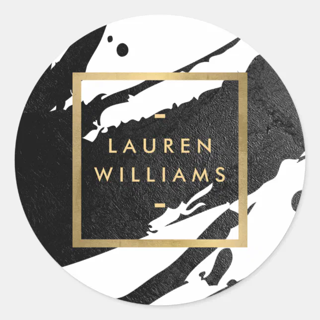 Black Abstract Sticker Abstract Black Ink Brushstrokes Classic Round Sticker | Zazzle