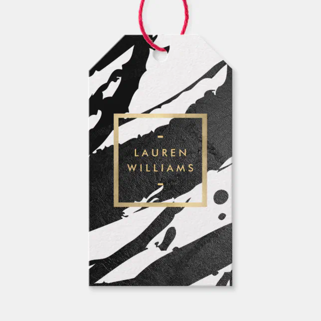 Abstract Black Ink Brushstrokes Gift Tags | Zazzle