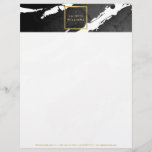 Abstract Black Ink Brushstrokes Letterhead<br><div class="desc">Inky,  black paint brushstrokes create an abstract backdrop on this designer letterhead template. Your name or business name is displayed in a faux gold box for a modern aesthetic. A fun,  eye-catching stationery design for creative professionals. Art and design © 1201AM Design Studio | www.1201am.com</div>