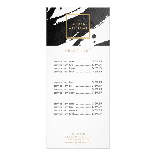 Abstract Black Ink Brushstrokes Rack Card