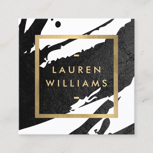 Abstract Black Ink Brushstrokes Square Business Card