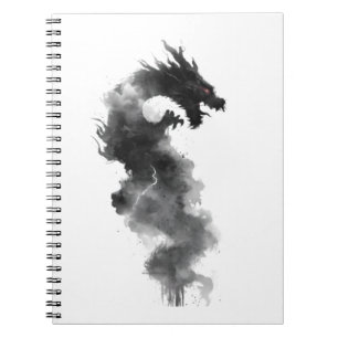 Abstract Black Ink Smoke Dragon Fantasy Notebook