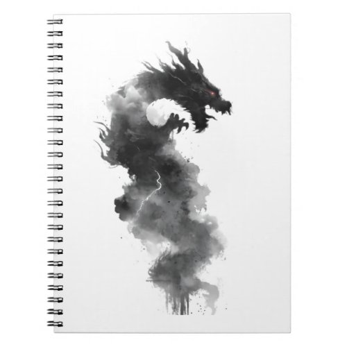 Abstract Black Ink Smoke Dragon Fantasy Notebook