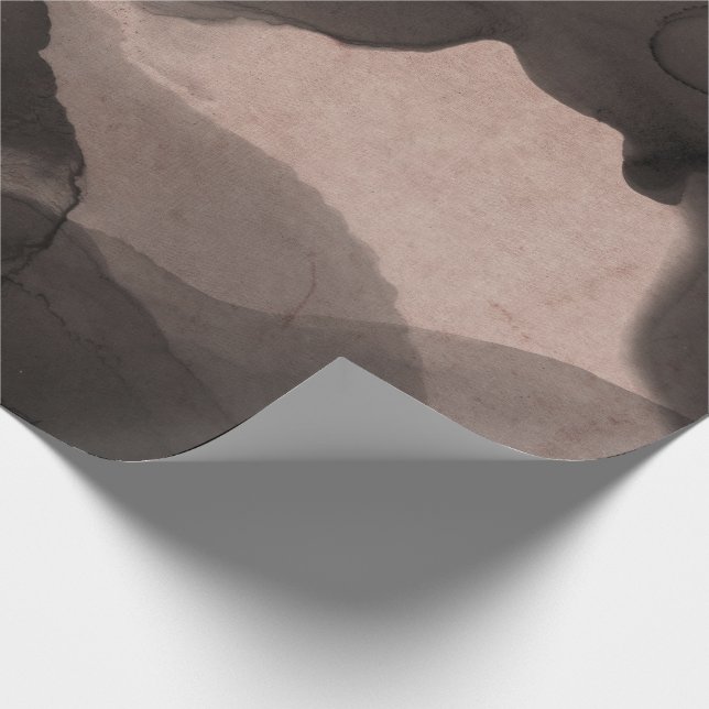 Abstract Black Ivory Creamy Ink Painting Pink Wrapping Paper (Corner)