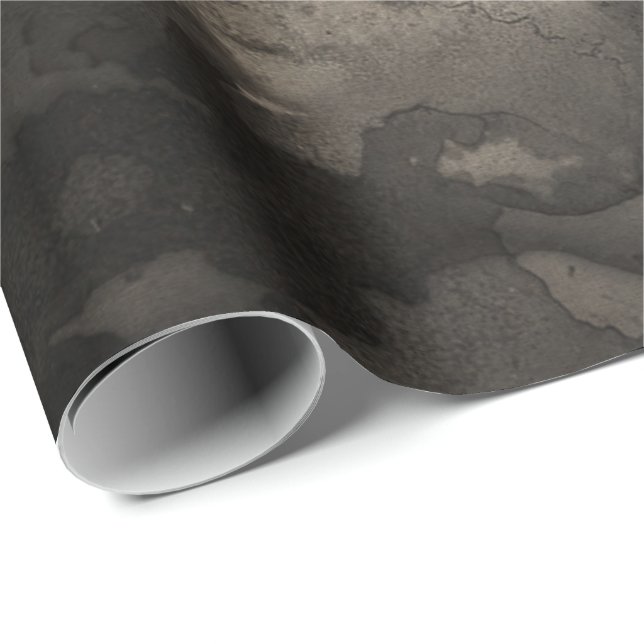 abstract Black Ivory Creamy Ink Painting Urban Wrapping Paper (Roll Corner)