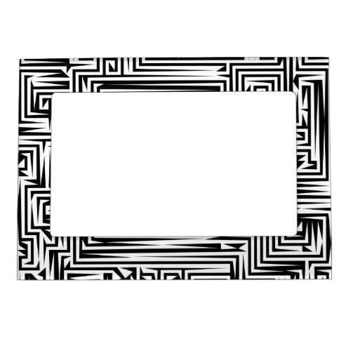 Abstract Black Line Art Maze Pattern Magnetic Frame