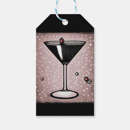 Abstract Black Martini Gift Tags