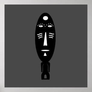 abstract black modern portrait art poster