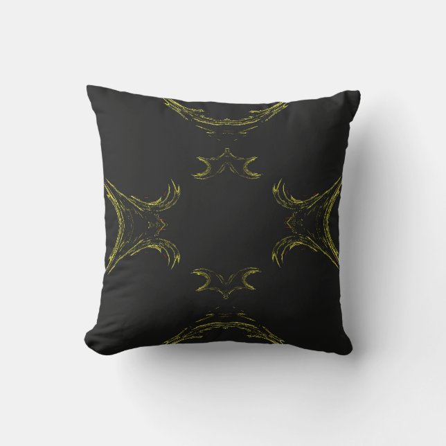 Abstract Black n Gold Border Fractal Pillow (Front)