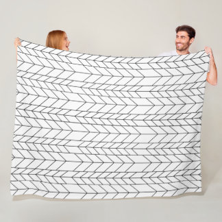 Abstract Black or Any Color Herringbone Pattern Fleece Blanket