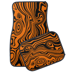 Abstract Black Orange Car Floor Mat - Custom Color