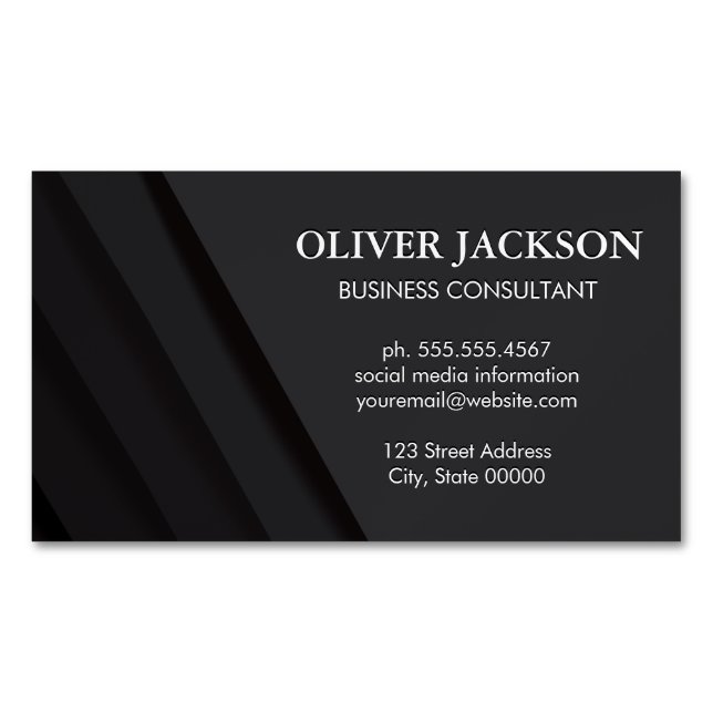Abstract Black Panels Business Card Magnet (Front)