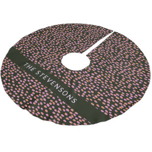 Abstract Black Pink and Orange Dots Personalized   Brushed Polyester Tree Skirt