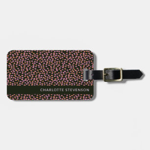 Abstract Black Pink and Orange Dots Personalized Luggage Tag