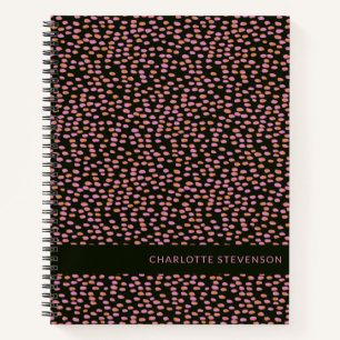Abstract Black Pink and Orange Dots Personalized Notebook