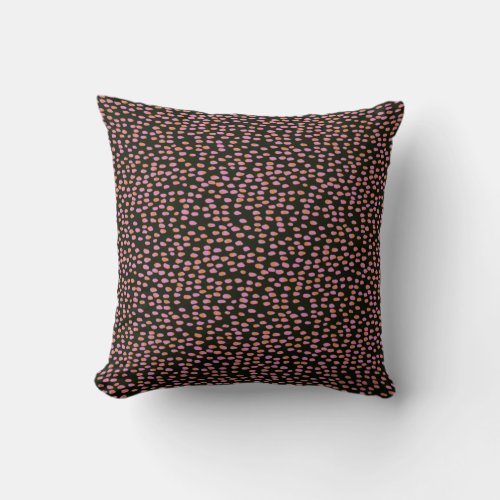 Abstract Black Pink Dot Pattern   Throw Pillow