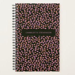 Abstract Black Pink Dots Glam Personalized Planner