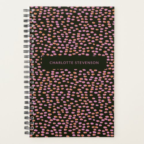 Abstract Black Pink Dots Glam Personalized  Planner