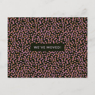 Abstract Black Pink Dots We've Moved New Address Postcard