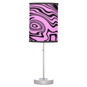 Abstract Black Pink Wavy Striped Table Lamp