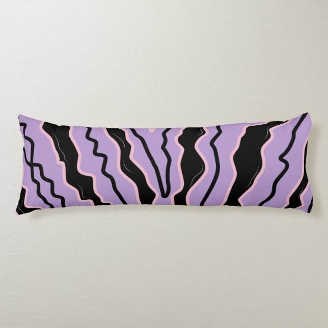 Abstract Black Purple Marble Boho Groovy Pattern Body Pillow (Front)