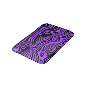 Abstract Black Purple Waves Bath Mat Choose Colors