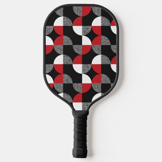 Abstract Black Red And Gray Circles  Pickleball Paddle (Back)