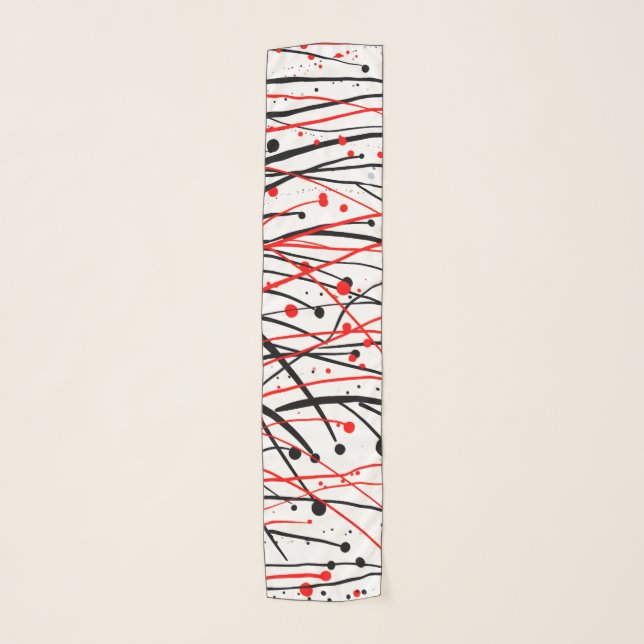 Abstract Black Red and White Scarf (Front)