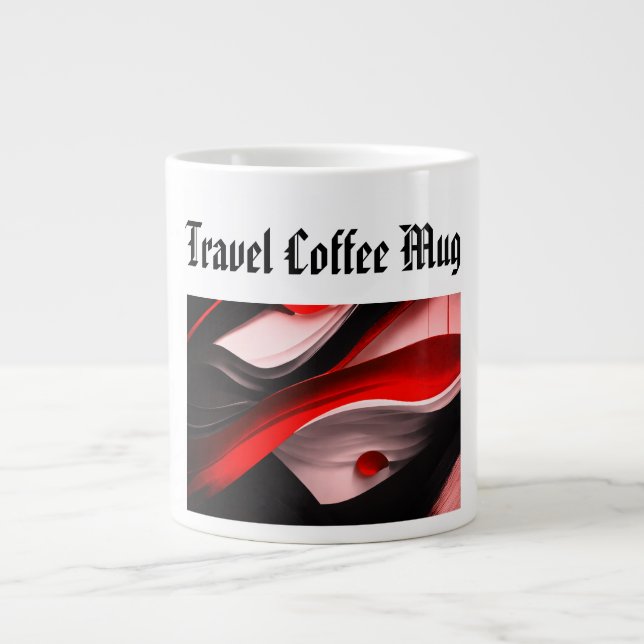 Abstract Black & Red Collection Bold Modern Desig- Giant Coffee Mug (Front)