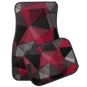 Abstract Black, red, gray geometric.  Car Floor Mat