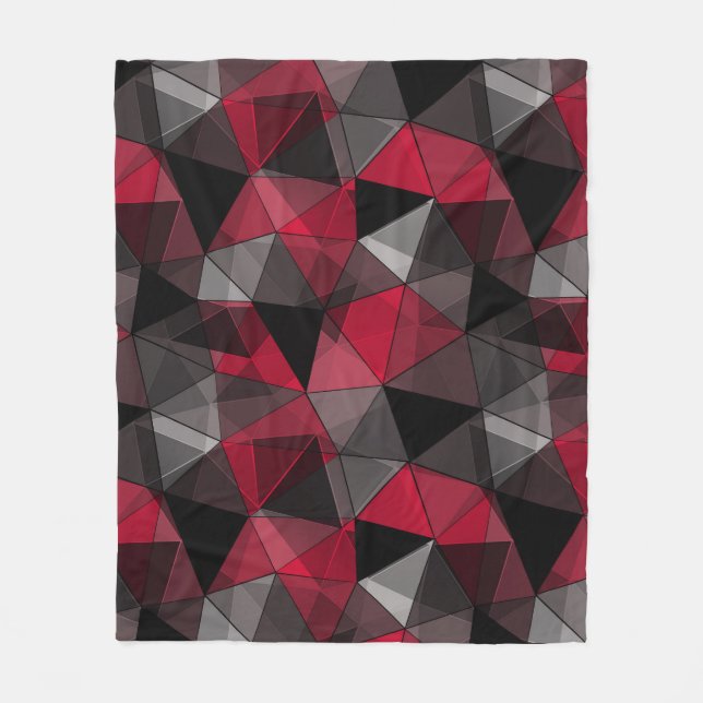 Abstract Black, red, gray geometric.  Fleece Blanket (Front)