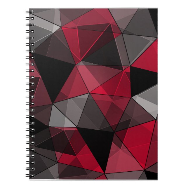 Abstract Black, red, gray geometric. Notebook (Front)