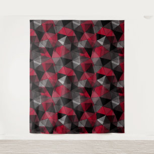 Abstract Black, red, gray geometric.  Tapestry