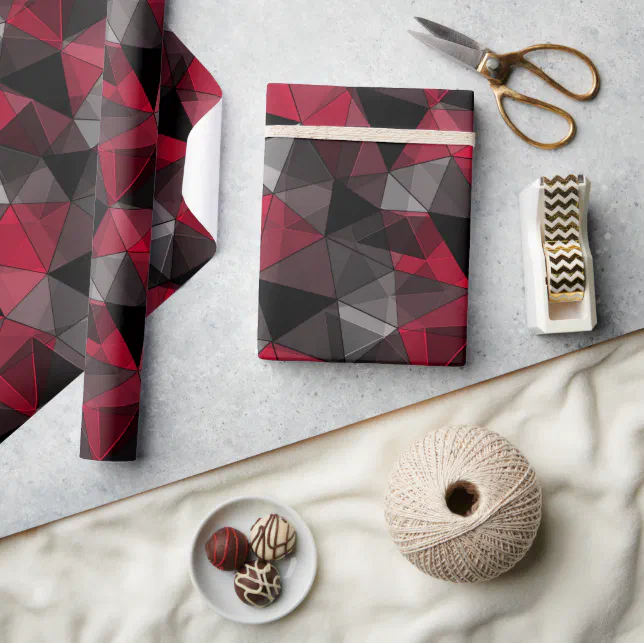 Abstract Black, red, gray geometric. Wrapping Paper (Crafts)