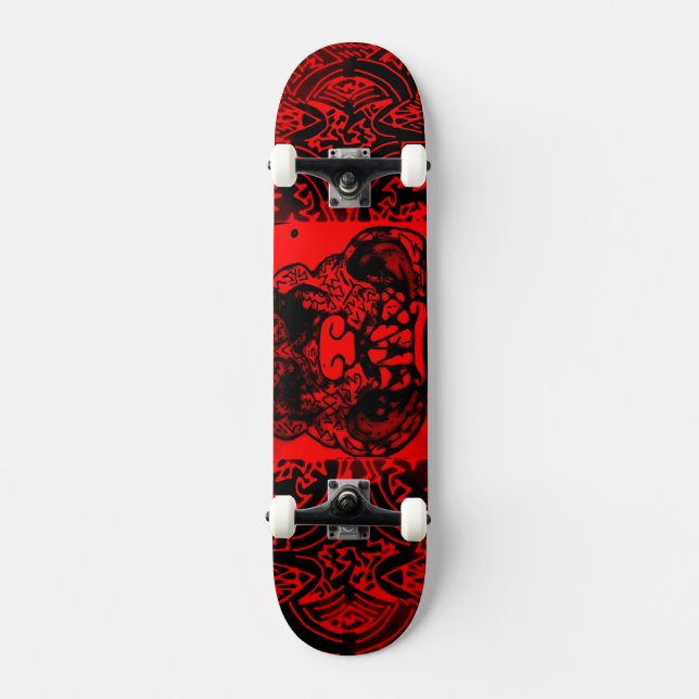 Abstract Black/Red "Pitbull" Skateboard (Front)
