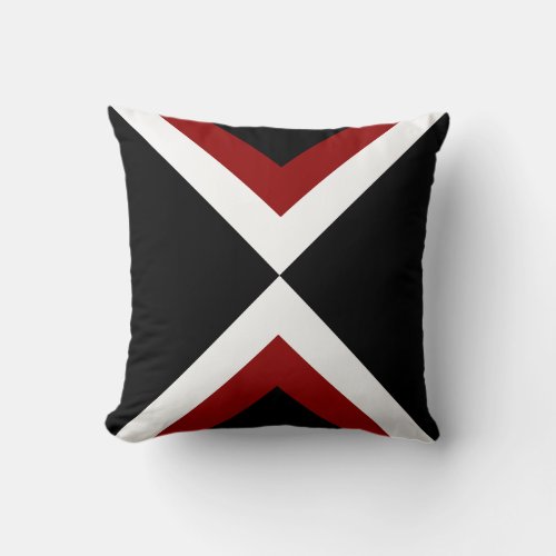 Abstract Black Red  White Striped Throw Pillow